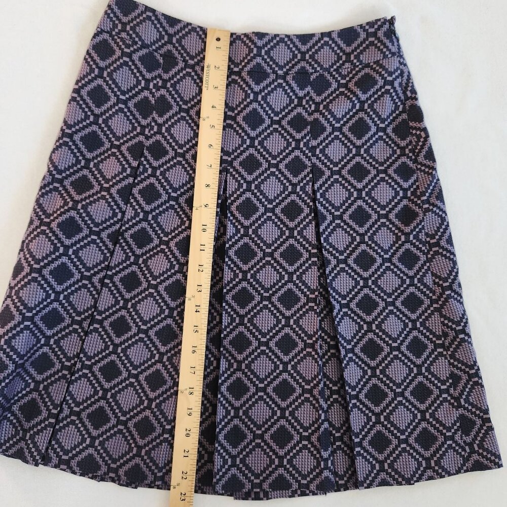 Ann Taylor Pleated Purple Navy Geometric A-Line Skirt Preppy Academic Office - Picture 8 of 8